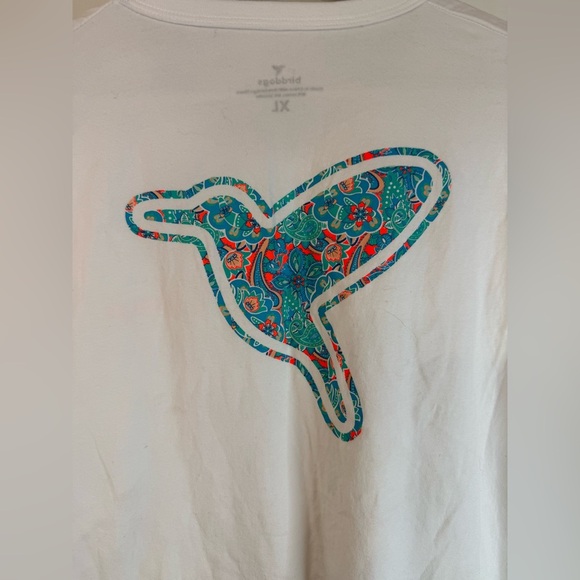 Birddogs Unisex White Paisley Pattern Hummingbird T-Shirt - Picture 4 of 5